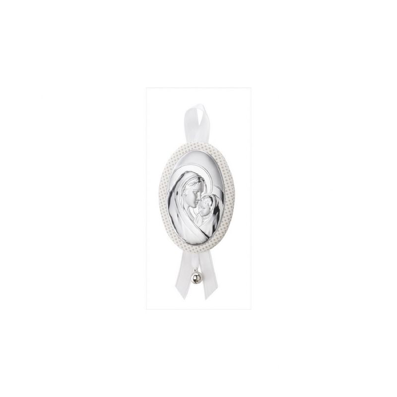 MEDALLA CUNA OVAL VIRGEN NI�O MUSICAL BLANCO