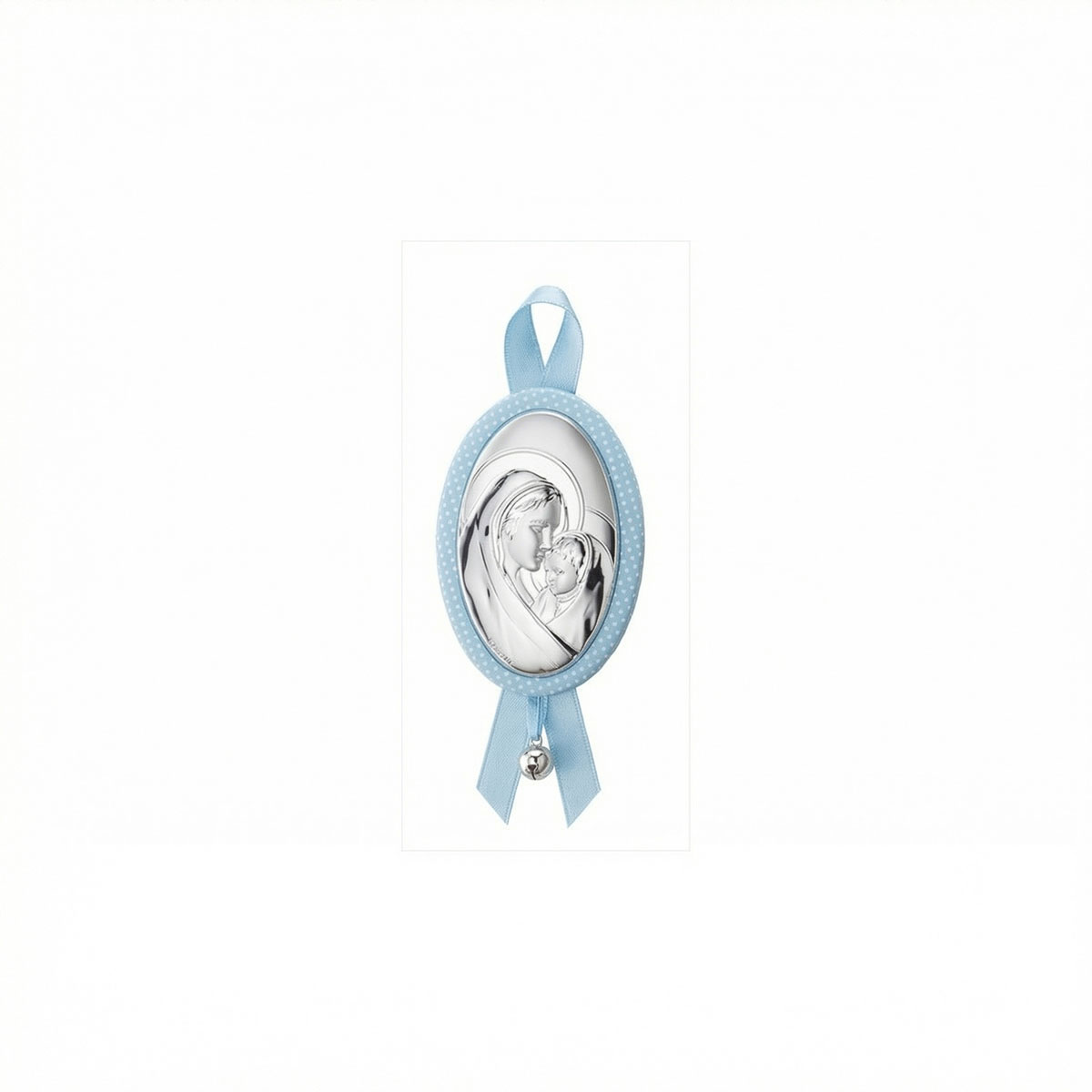 MEDALLA CUNA OVAL VIRGEN NI�O MUSICAL CELESTE