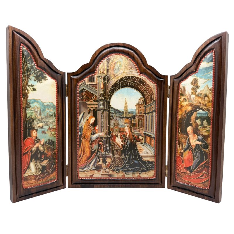 Tr�ptico de madera r�stico - Artesanos Espa�oles � 17 x 11 cm cerrado