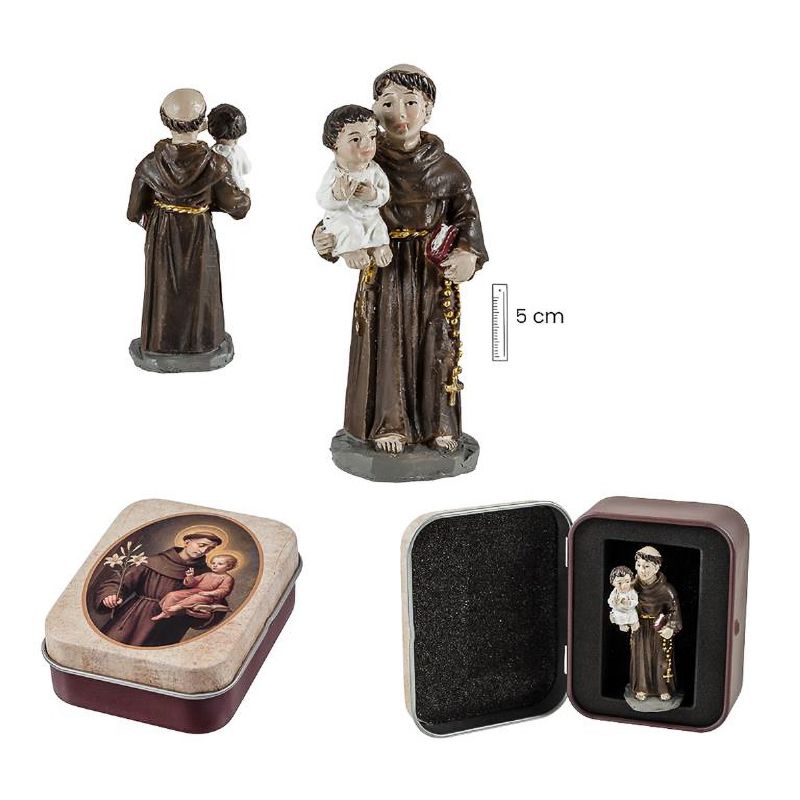 San Antonio con el Ni�o - Figura de resina en lata - 5 cm