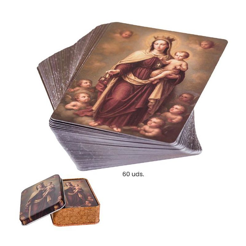 ESTAMPAS VIRGEN CARMEN 60 UNIDADES CAJA METAL