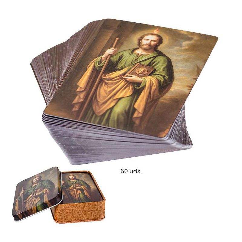 ESTAMPAS SAN JUDAS TADEO 60 UNIDADES CAJA METAL