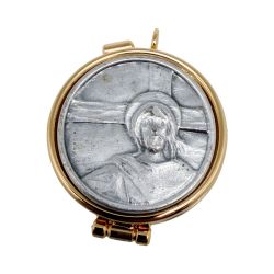 Portavi�tico mignon dorado con relieve del Sa...