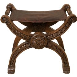 Jamuga banqueta en madera tallada con asiento...