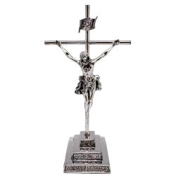 Cruz de peana en plata de ley tubo cachorro gra...