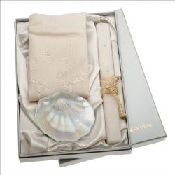 Set bautismo concha plata, vela y pa�o