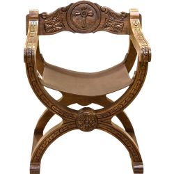 Jamuga con cruz central en madera tallada y bar...