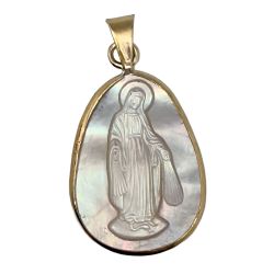 Medalla Virgen Milagrosa en n�car y oro 18 kt -...