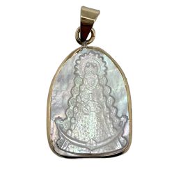 Medalla Virgen del Roc�o en n�car y oro 18 kt -...