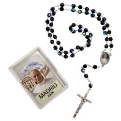 Rosario facetado negro 7 mm Papa Le�n - Present...