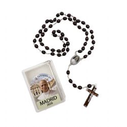 Rosario de madera ovalada oscuro Papa Le�n XIV ...