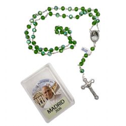 Rosario de cristal facetado verde Papa Le�n XIV...