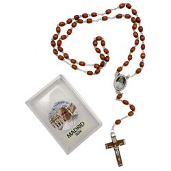 Rosario de madera ovalada natural Papa Le�n XIV...