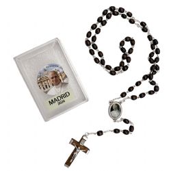 Rosario de madera ovalada oscura Papa Le�n XIV ...